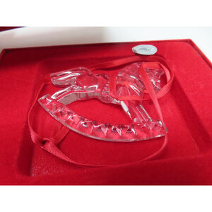 Gorham Lead Crystal Holiday Rocking Horse C560 Christmas Ornament With Box
